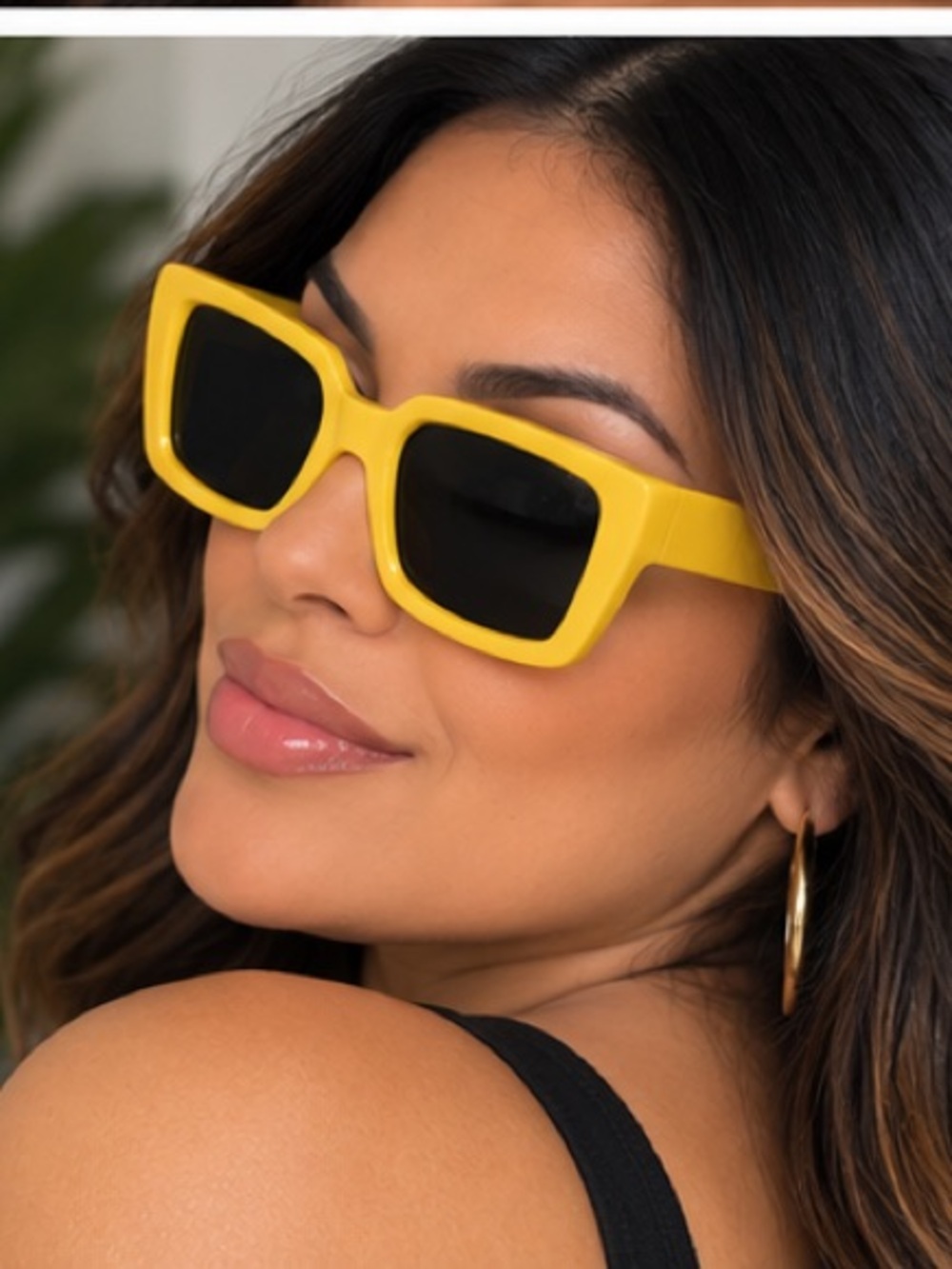 Yellow Rectangular Sunglasses - Picture 2 of 3
